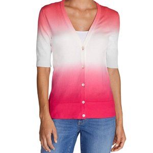 Eddie Bauer Pink dip dye ombré pastel button shirt